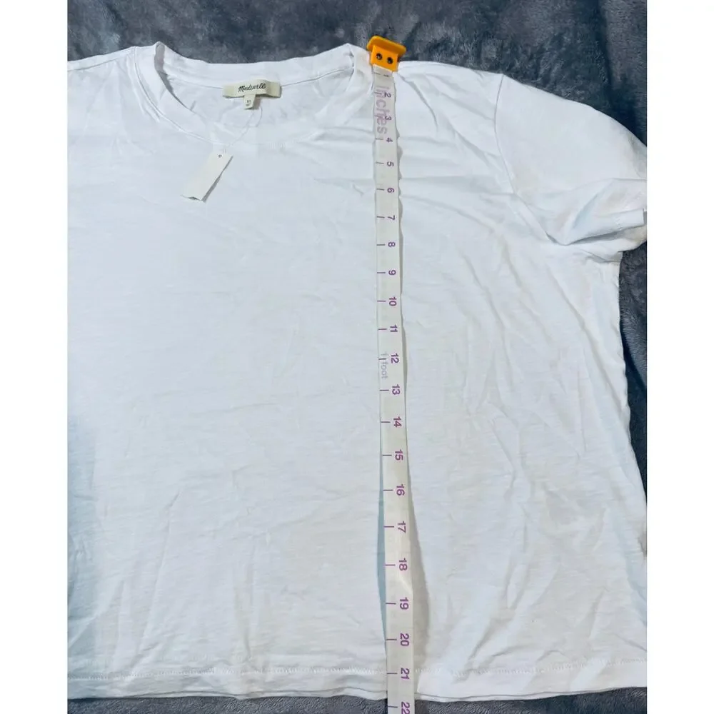 NWT Madewell White Women Slub Boxy-Crop Bella Tee Pima Cotton Causal - Picture 8 of 11